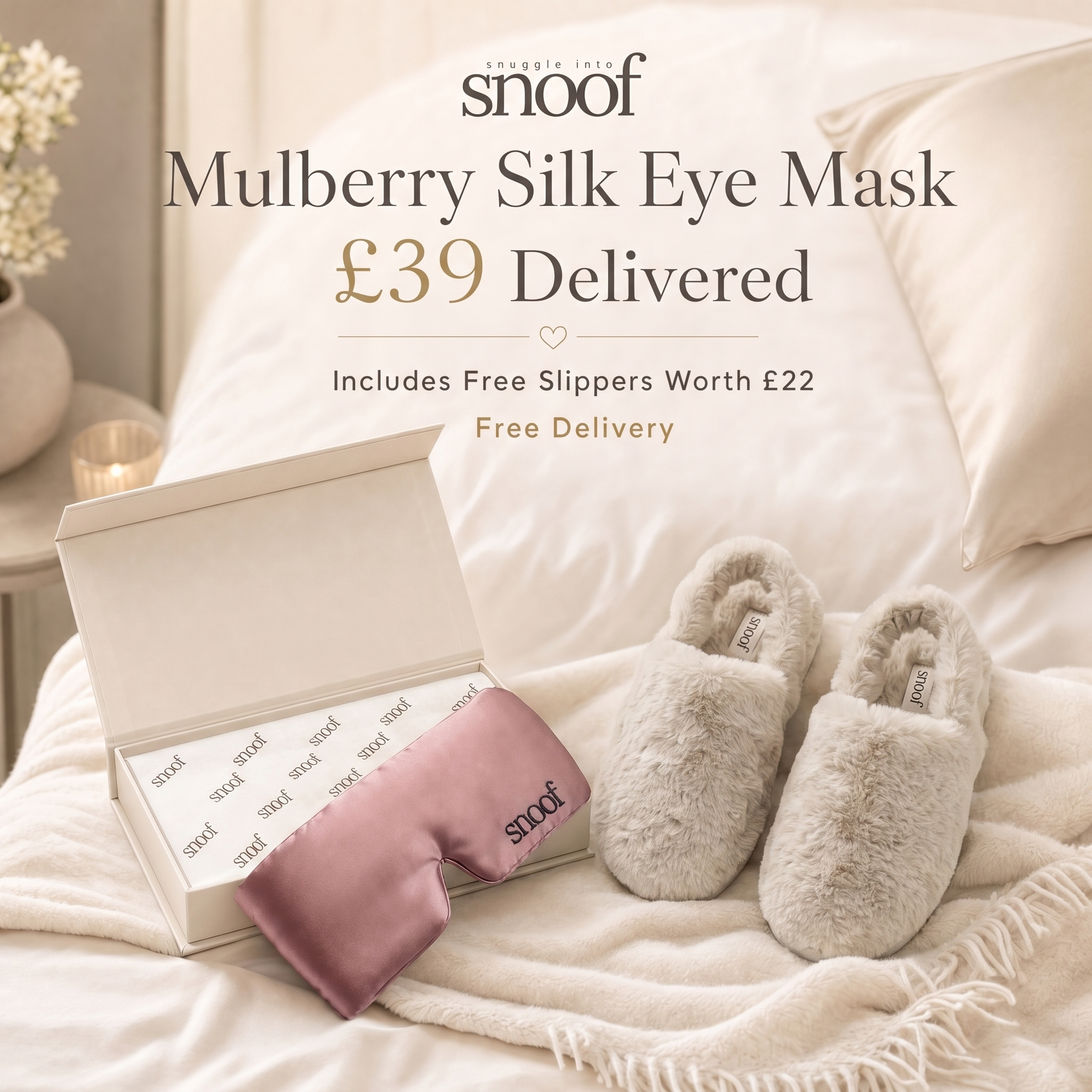 Mulberry Silk Eye Mask + Free Slippers